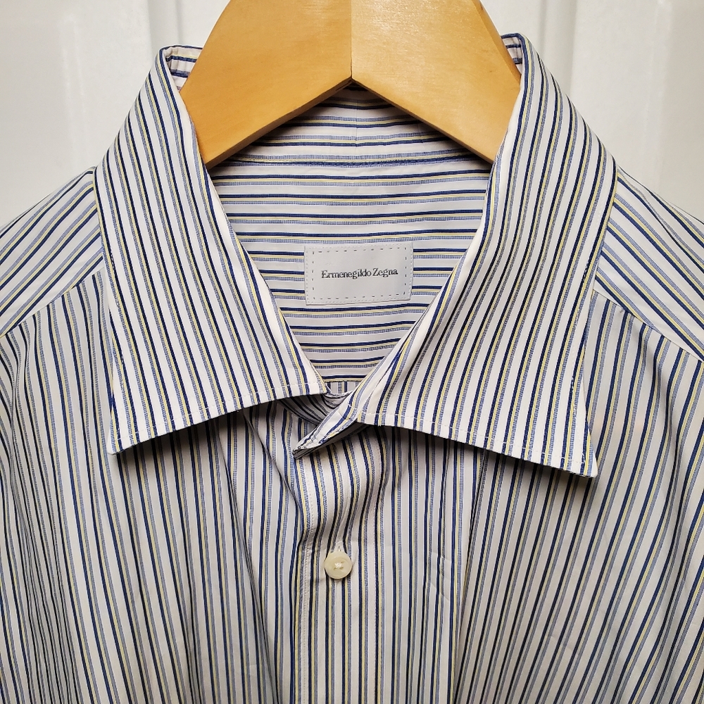 Zenga Mens Dress Shirt 17.5/44 Excellent!